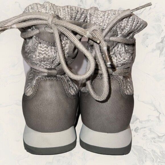 Merrell Alpine Pull On Brindle Gray Vegan Leather Knit Boots Womens Size 7.5 - Picture 4 of 9